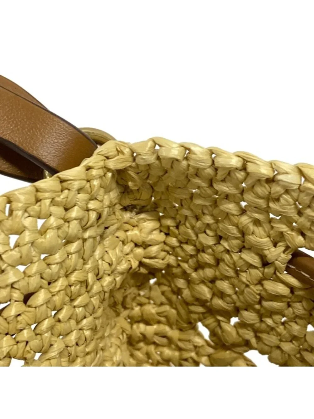 Miu Miu Woven Fabric Mini Bag Naturale Cognac Leather - Picture 15 of 15